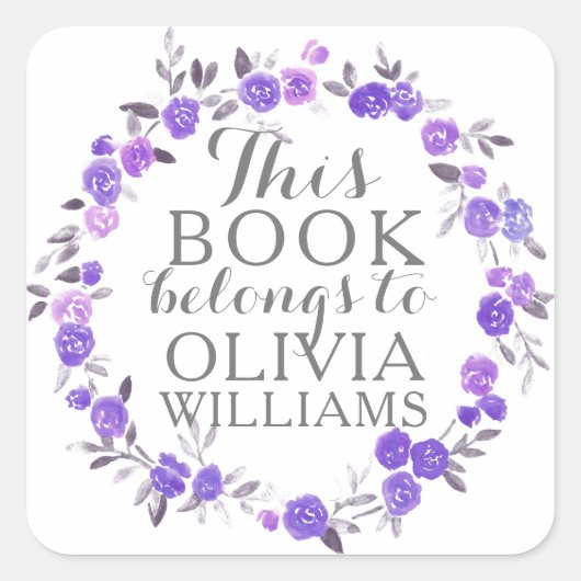 Violet Waterverf Roos Dit boek is een Sticker (Voorkant)