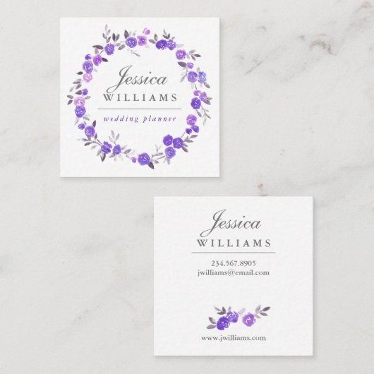 Violet Waterverf Rozen Wreate Visitekaartje (Voorkant / Achterkant)