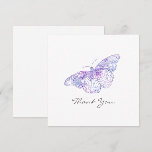 Violet Waterverf vlinder - Hartelijk dank Bedankkaart (Voorkant / Achterkant)