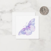 Violet Waterverf vlinder Notitiekaartje (Voorkant / Achterkant in situ)
