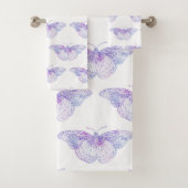 Violet waterverf vlinderpatroon 2 bad handdoek (Insitu)