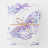 Violet Waterverf vlinderpatroon Inpakpapier Vel (In situ)