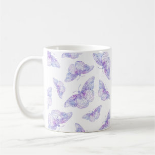 Violet Waterverf vlinderpatroon Koffiemok