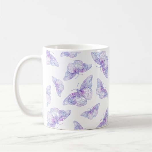 Violet Waterverf vlinderpatroon Koffiemok (Links)