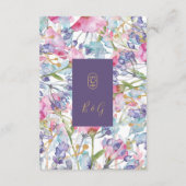 Violet waterverf Wildbloem groen gebladerte Informatiekaartje (Achterkant)