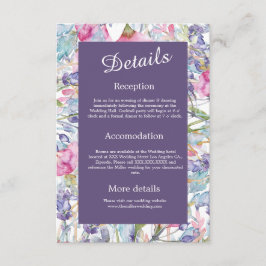 Violet waterverf Wildbloem groen gebladerte Informatiekaartje