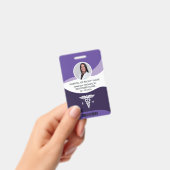 Violet Wave Graphic Registered Neurse Foto ID Badge (Handheld)