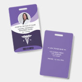 Violet Wave Graphic Registered Neurse Foto ID Badge (Voor- en achterkant)