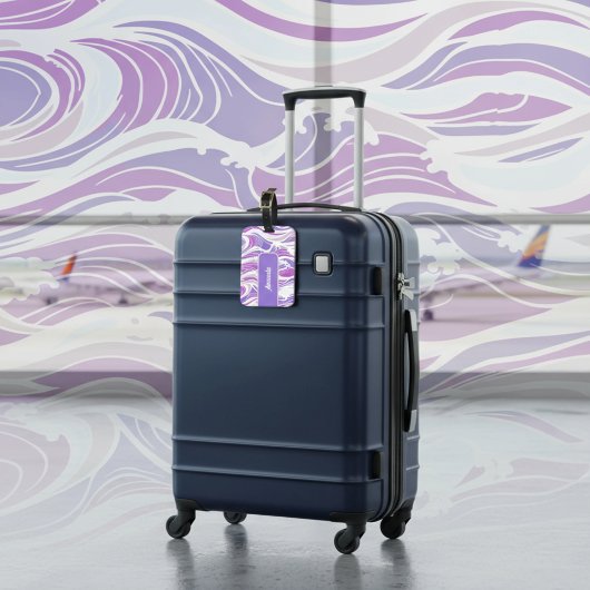 Violet Wave Pattern Bagagelabel