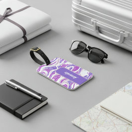 Violet Wave Pattern Bagagelabel