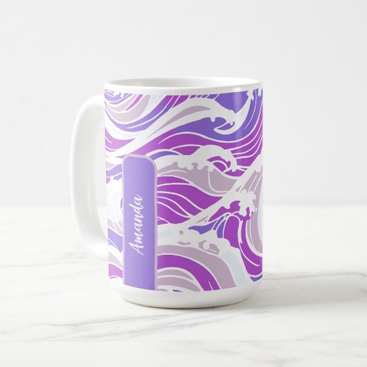 Violet Wave Pattern Koffiemok (Voorkant links)
