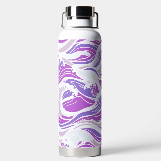 Violet Wave Pattern Waterfles (Achterkant)