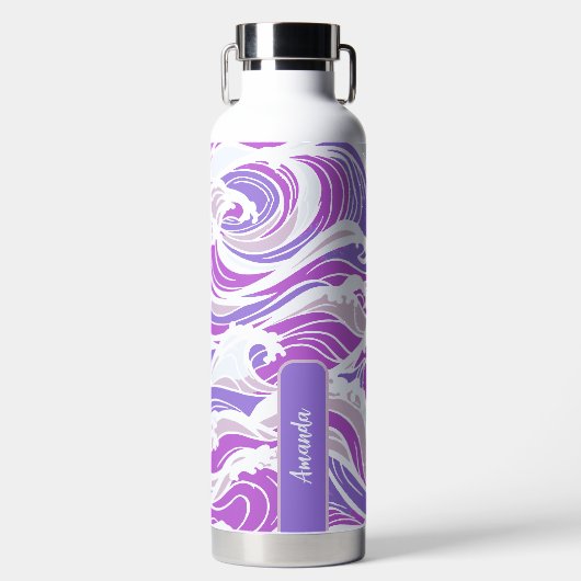 Violet Wave Pattern Waterfles (Voorkant)