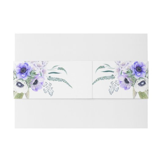Violet Wedding Anemone Flowers Uitnodigingen Wikkel (Achterkant Voorbeeld)