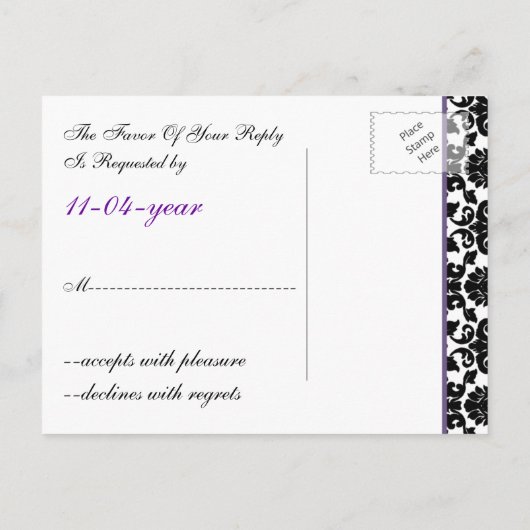 Violet Wedding RSVP kaart (Achterkant)