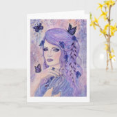 Violet wenskaart fantasievrouw van Renee Lavoie Kaart (Gele Bloem)