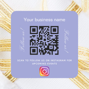 Violet white business name qr code instagram vierkante sticker