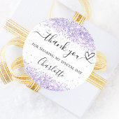 Violet white confetti bedankt ronde sticker