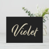 Violet white gold Handwriting Karte Kaart (Staand voorkant)