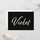 Violet white gold Handwriting Karte Kaart (Voorkant / Achterkant in situ)