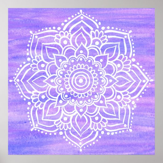 Violet White Mandala Waterverf Poster (Voorkant)
