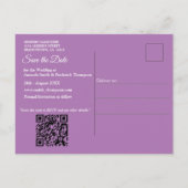 Violet / White Rose Bloemen op Groen patroon papie Aankondigingskaart (Achterkant)