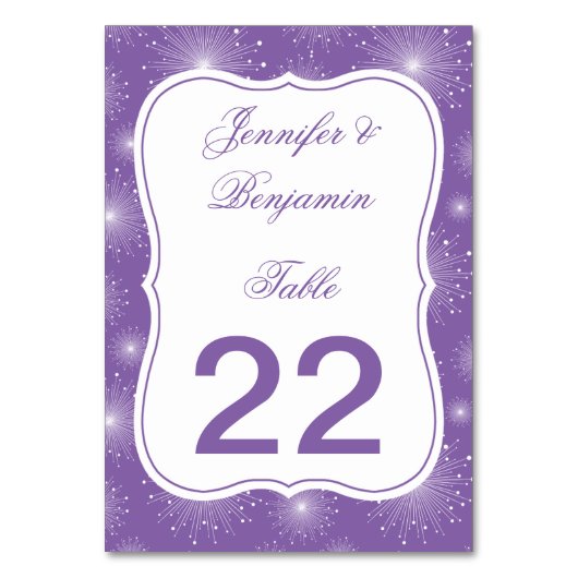 Violet White Sunbursts Starburst tafel Kaarten (Voorkant)