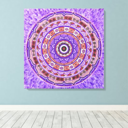 Violet wiel Mandala Canvas Afdruk (Insitu (Houten vloer))