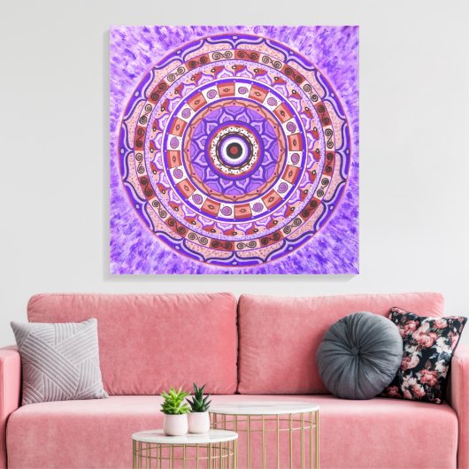Violet wiel Mandala Canvas Afdruk (Insitu (Woonkamer))