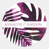 Violet, wilde bessen roze tropische bladeren bruil ronde sticker (Voorkant)