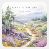 Violet wilde bloemen Bruiloft Sticker (Voorkant)