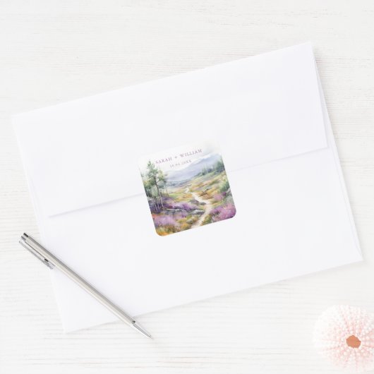 Violet wilde bloemen Bruiloft Sticker (Envelop)