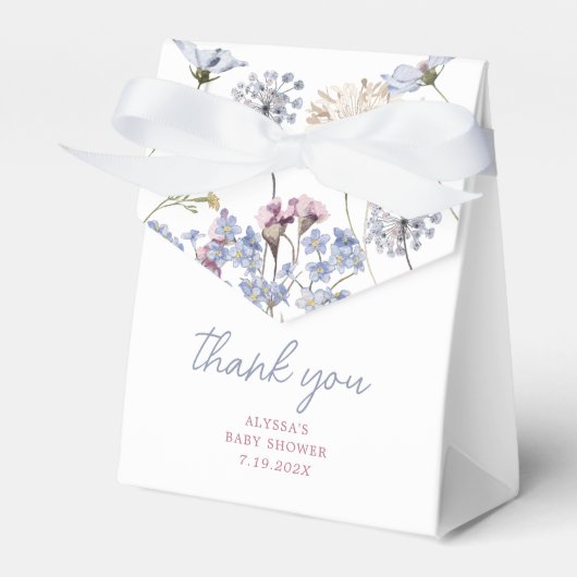 Violet Wildflower Baby shower Bedankdoosjes (Voorkant Zijde)