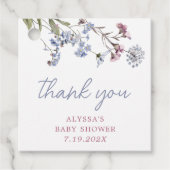 Violet  Wildflower Baby shower Bedankjes Labels (Voorkant)
