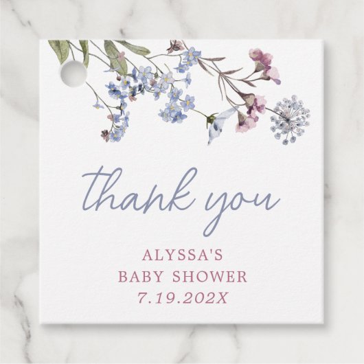 Violet Wildflower Baby shower Bedankjes Labels (Voorkant)