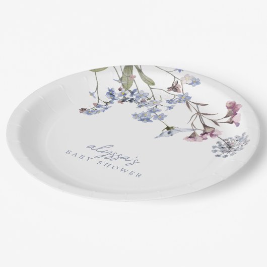 Violet  Wildflower Baby shower Papieren Bordje (Gekanteld)