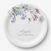Violet  Wildflower Baby shower Papieren Bordje (Voorkant)