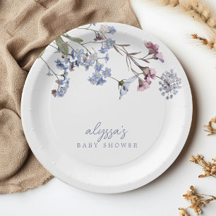 Violet Wildflower Baby shower Papieren Bordje