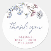 Violet Wildflower Baby shower Ronde Sticker (Voorkant)