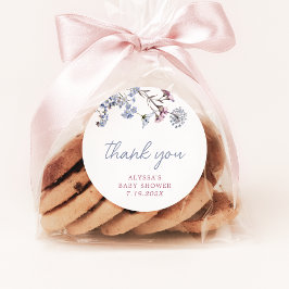 Violet  Wildflower Baby shower Ronde Sticker