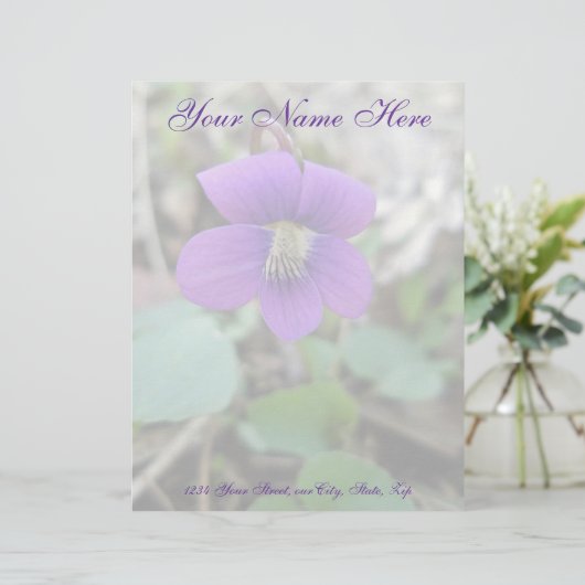 Violet Wildflower Coordinating Items Briefhoofd (Staand voorkant)