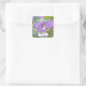 Violet Wildflower Custom Photo Happy Birthday Vierkante Sticker (Tas)