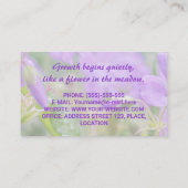 Violet Wildflower Flowers Foto  Therapeut Visitekaartje (Achterkant)