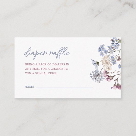 Violet  Wildflower Luier Raffle Informatiekaartje (Voorkant)