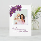 Violet Will You Be My Maid of Honor Foto Kaart (Staand voorkant)