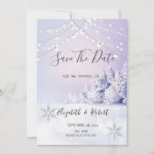 Violet Winter Forest Sneeuwlampjes sparen de datum Save The Date (Voorkant)