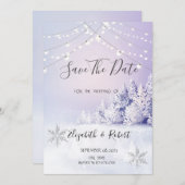 Violet Winter Forest Sneeuwlampjes sparen de datum Save The Date (Voorkant / Achterkant)