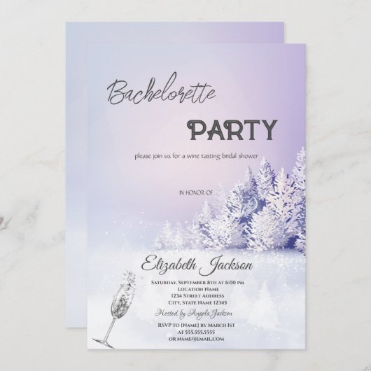 Violet Winter Landschap Bos Bachelorette Kaart (Voorkant / Achterkant)