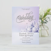 Violet Winter Landschap Bos Bruiloft Kaart (Staand voorkant)