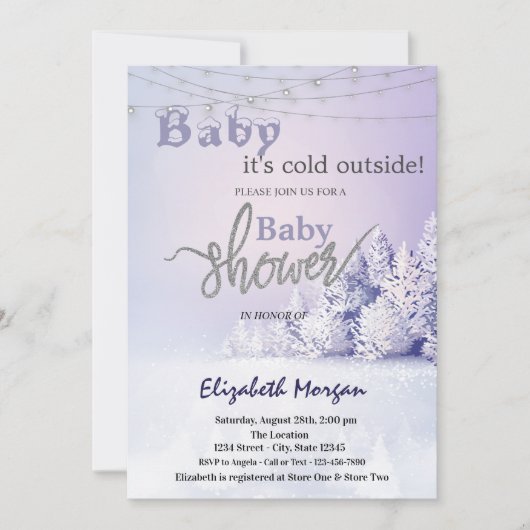 Violet Winter Landschap Bos Kaart (Voorkant)